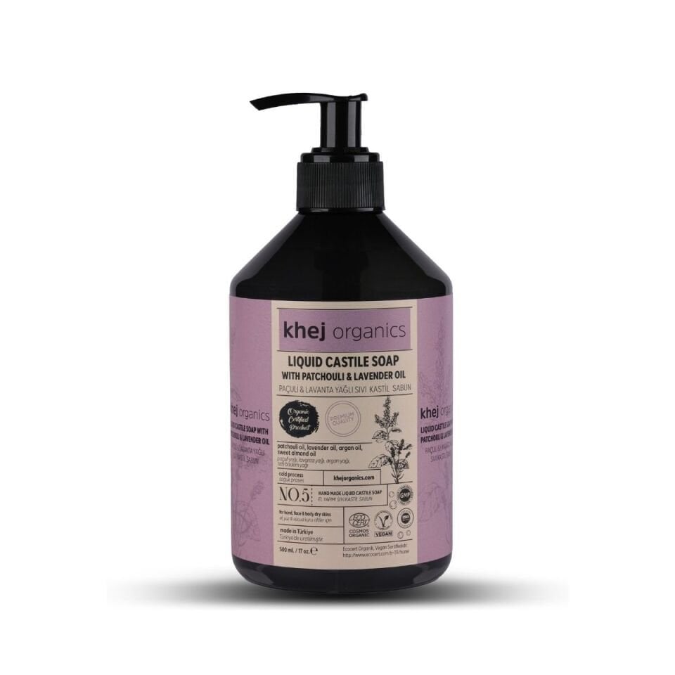 No.5 - Paçuli ve Lavanta Yağlı Sıvı Kastil Sabun 500ML (Kuru Cilt Sabunu)
