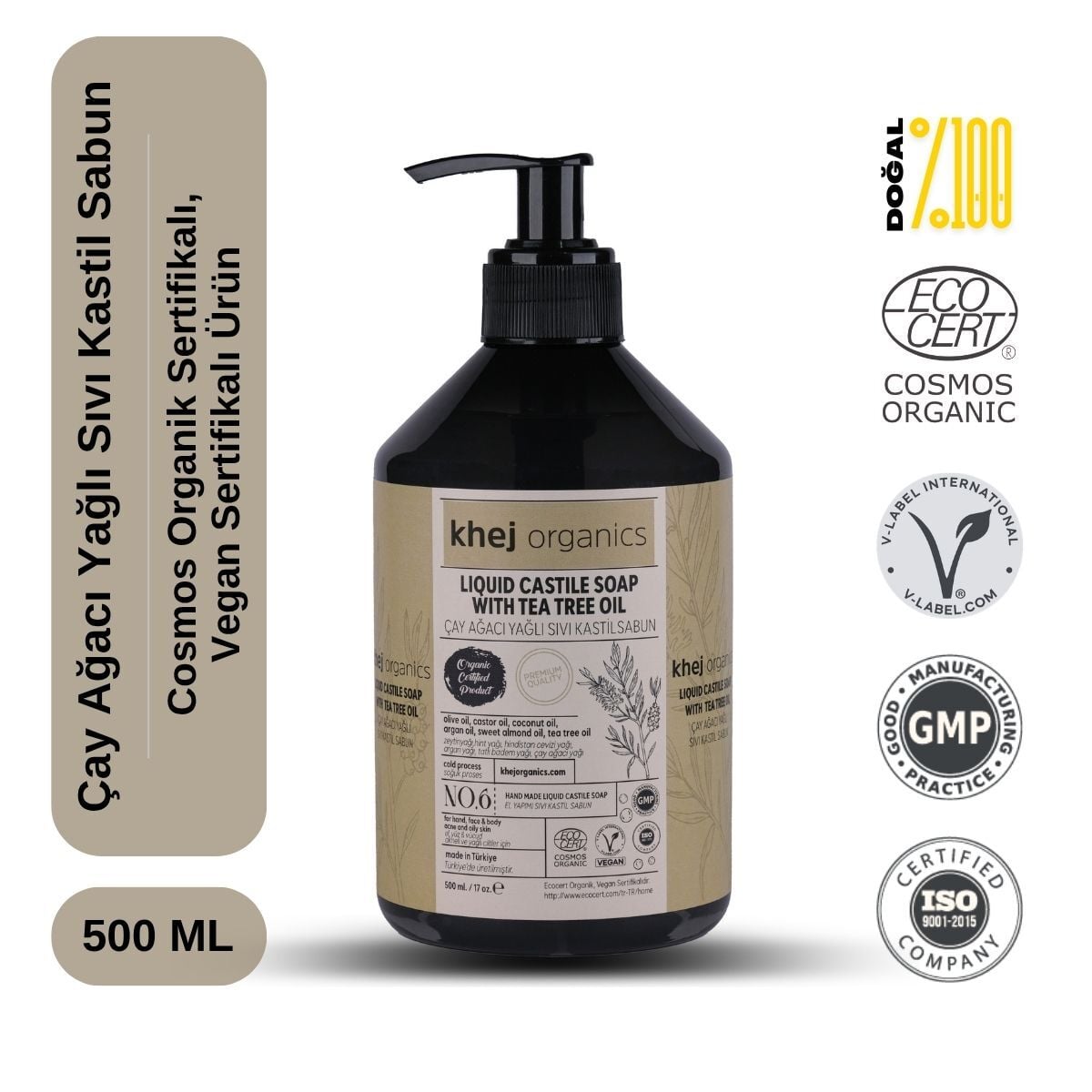 No.6 - Çay Ağacı Yağlı Sıvı Kastil Sabun 500ML (Akne/ Yağlı Cilt Sabunu)